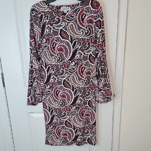 Shelby & Palmer Red and Black Paisley Long Sleeve‎ Dress